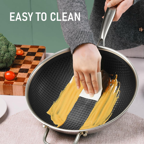 Hybrid 12-Inch Wok with Steamer,Nonstick Stainless Steel Woks & Stir-Fry Pans with Lid,Stay-Cool Handle,Pfoa Free Cookware,Dishwasher and Oven Safe, Works on Induction4