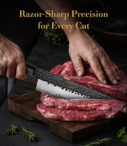 8'' Japanese Knife, Hand Forged Pro Chef Knife with Sandalwood Box3