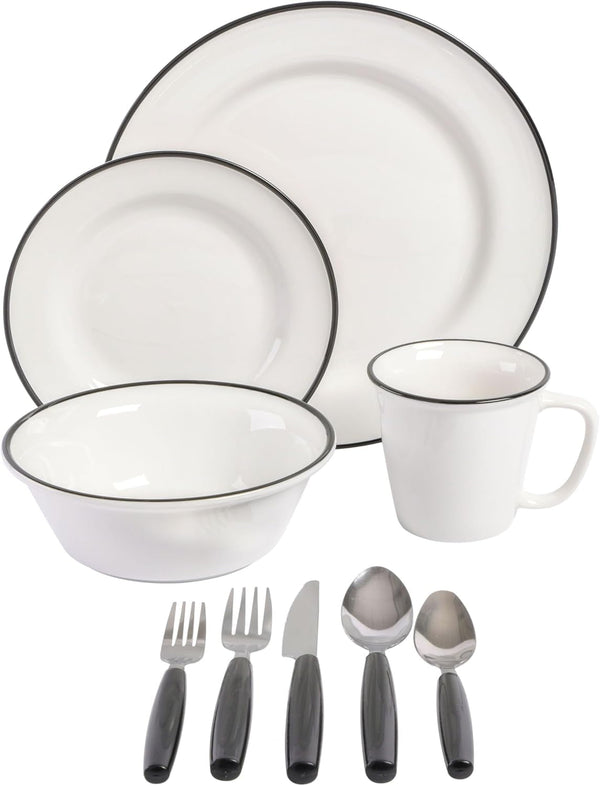 95 Piece Kitchen in a Box Pots and Pans Cookware, Plates and Bowls Dinnerware, Cutlery Knife Block, Flatware Utensils, Tools & Gadgets, Storage, Glasses Set5