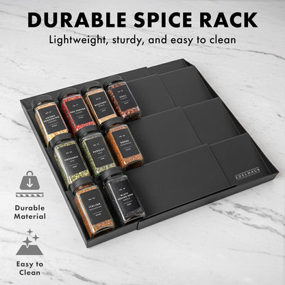 Spice Drawer Organizer, Expandable Spice Rack for Drawer Black7