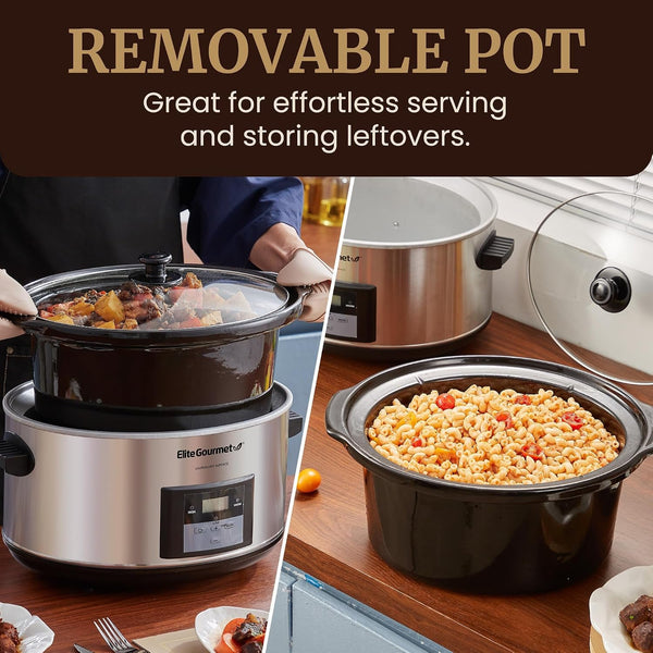 MST-900D Digital Slow Cooker, 8.5 Qt, Stainless Steel | Programmable, Adjustable Temp, Dishwasher-Safe Glass Lid & Crock - Great for Entrees, Sauces, Stews & Dips4