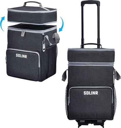 Collapsible Cooler with Wheels, Rolling Cooler Bag for Beach Travel | Two-Layer Large Capacity, Leakproof Food-Grade EVA Liner, Insulated Soft Sided Rolling Coolers, Ice Chest with Wheels1