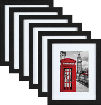 8X10 Picture Frame Set of 6,Wall or Tabletop Display,Black Woodgrain1