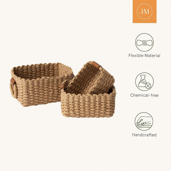 Small Wicker Baskets for Organizing, Desert 3 Pack5