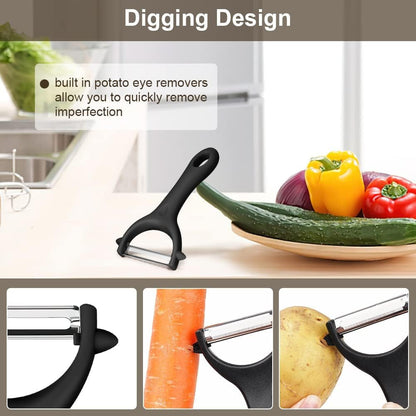 Vegetable Peeler Set of 2 - Y Peeler & Swivel Peeler, Sharp Stainless Steel Blade, Ergonomic Non-Slip Handle, Potato Carrot Apple Fruit Peelers for Kitchen, Dishwasher Safe, Easy Grip3