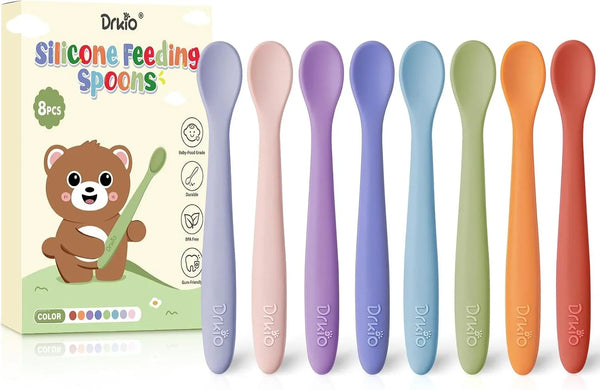 8 Pcs Silicone Baby Spoons Infant Utensils for First Stage Feeding | Soft Chewable Tips Soothe Gums, Bendable Handle for Self-Feeding, Ideal for Led Weaning, Bpa-Free, Dishwasher & Boil-Safe1