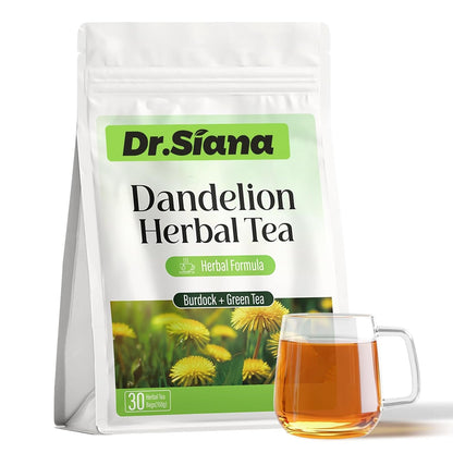 Dr. Siana Dandelion Root Tea Bags，Burdock Root Tea & Green Tea，5G X 30 Teabags - Premium Natural Herbal Tea, Support Digestive Function1