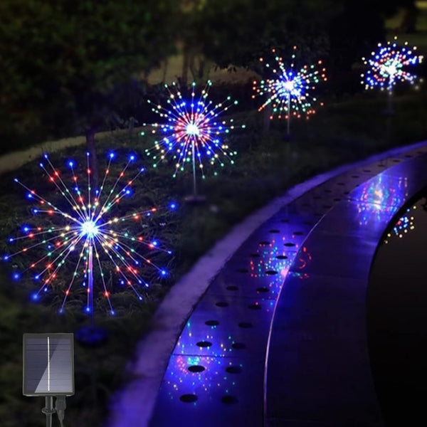 Solar Garden Firework Lights Outdoor, 4 Pack 360 LED 8 Lighting Modes Waterproof Landscape Decorative Sparklers Twinkling Starburst Lights for Yard Pathway Walkway Christmas, Colorful9