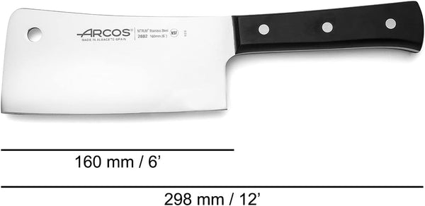 Cleaver Knife 6 Inch Nitrum Stainless Steel and 160 Mm Blade. 477 Gr. Professional Knife for Boning. Ergonomic Polyoxymethylene POM Handle. Series Universal. Color Black3