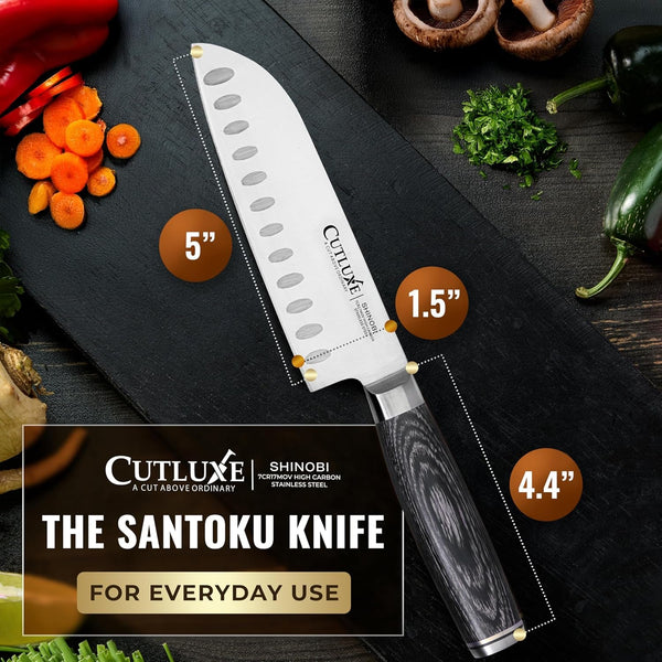 Santoku Knife, 5" Japanese Meat & Vegetable Knife for Chopping6