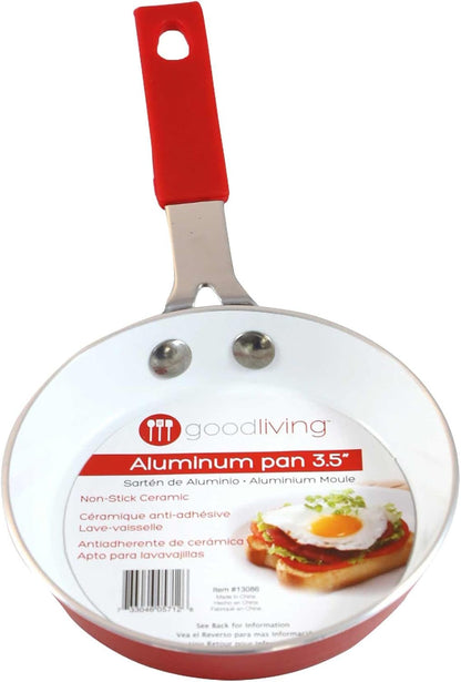 3.5" Fast-Heating Aluminum Single-Egg Pan, Colors Vary, 1-Pack, Non-Stick Ceramic, Aluminum Frying Pan, Great for Pancakes, French Toast, Eggs, Omlets, and Much More3