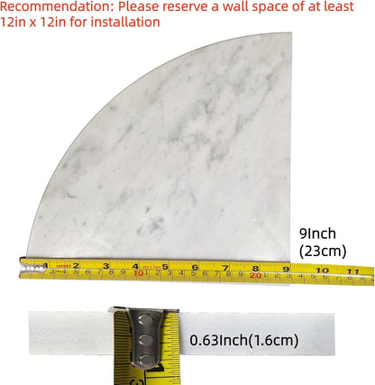2 Pcs Marble Shower Corner Shelf for Bathroom, 9 Inch X 9Inch Gray Veins and Soft White Marble Corner Shelves for Bath Wall Mounted Both Side Polished5