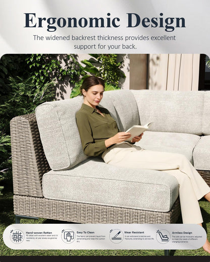12-Piece Wicker Rattan Patio Furniture Set, Deep Seating Outdoor Modular Sectional Sofa Conversation Set with Thick Cushions for Lawn, Garden5