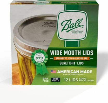 Glass Jars Wide Mouth Lids, 12 Lids1