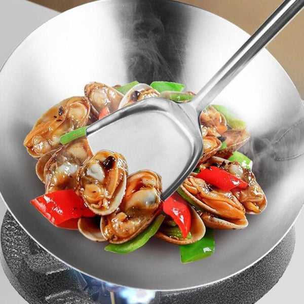 Heavy Duty Stainless Steel Wok Pan Handle 12-Inch round Bottom Cooking Pan for Induction Electric Gas Stoves Versatile Home Cookware Random Style9