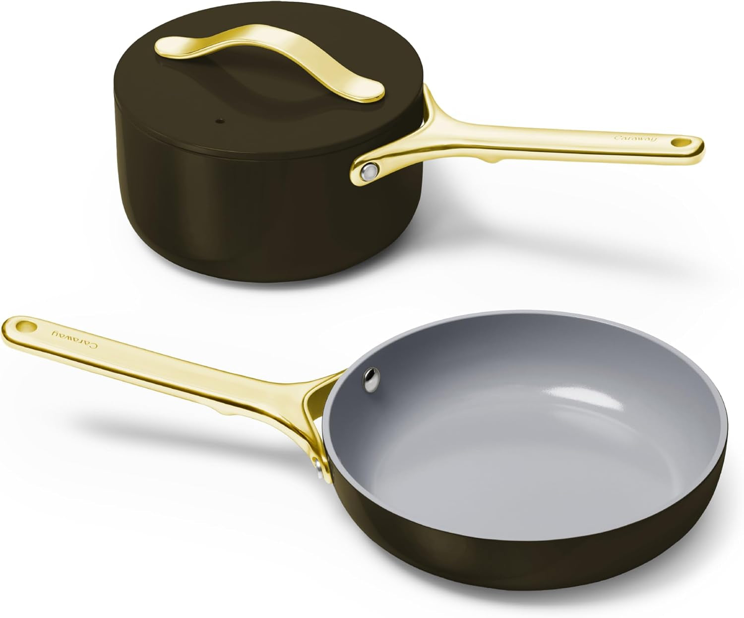 caraway-non-stick-ceramic-mini-cookware-set-ceramic-fry-pan-1-05-qt-8-sauce-pan-1-75-qt-and-storage-rack-non-toxic-ptfe-pfoa-free-black