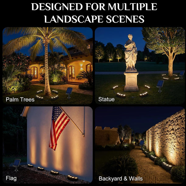 Solar Tree Lights Outdoor, Ring Uplights for Trees, Warm White COB LED4