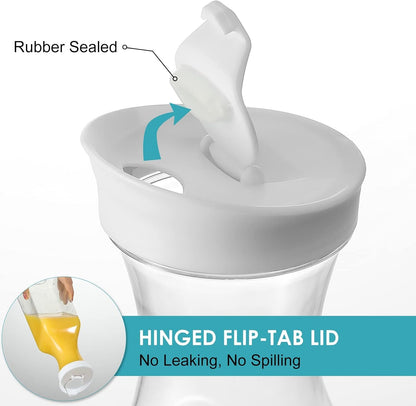 Plastic 50 Oz Water Carafe with Flip Top Lid, Set of 2 Square Base Juice Containers, Clear Plastic Pitcher - for Water, Iced Tea, Juice, Beverage, Cold Brew and Mimosa Bar - HAND WASH ONLY3