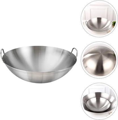 Stainless Steel Wok 12.00In round Bottom Wok Large Capacity Frying Pan for Gas Stove Chinese for Stir Frying Bbq Fried Potatoes Scrambled Eggs4