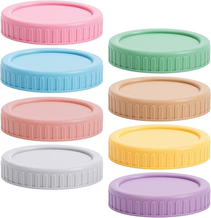 8PCS Wide Mouth Leak Proof Mason Jar Lids with Silicone Rings | Reusable Food Grade Plastic, Dishwasher Safe, Airtight Seal, Fits Ball Kerr & Most Wide Mouth Canning Jars, Dishwasher Safe3