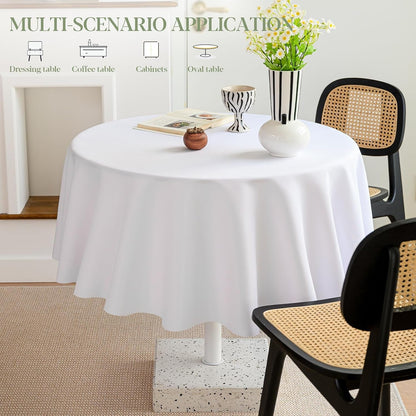 Table Cloth round 60 Inch Tablecloth Fits Max50 Inch Diameter Top,White Washable Outdoor Winkle and Stain Resistant Spillproof Polyester Tablecloths for round Tables Party Cover7