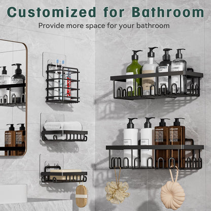 5-Pack Adhesive Shower Caddy for Bathroom & Home Decor Black7