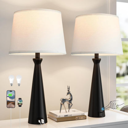 Modern Touch Lamps for Nightstand, 3 Way Dimmable Bedroom Lamp Set of 21