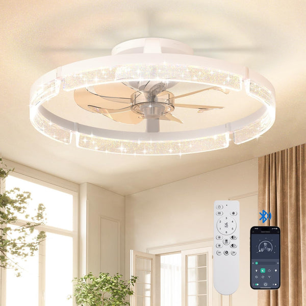 20" Ceiling Fans with Lights and Remote, Low Profile Fandelier1