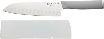 Kitchenaid Classic Santoku Knife with Custom-Fit Blade Cover, Sharp Kitchen Knife, Japanese Stainless Steel Blade, 7 Inch, Gray1