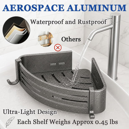 Corner Shower Caddy, Rustproof Aluminum with No-Drill Adhesive Wall Mount3