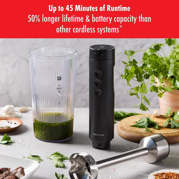 Xtend Immersion Blender Starter Set – 3-Speed Cordless Hand Blender with Battery Pack, Compact Charger, and Beaker – Powerful, Quiet, Energy-Efficient – USB-C Power Bank and LED Display5