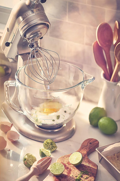 Kitchenaid 5 Quart Glass Bowl with Measurement Markings, Lid, KSM5GB | Fits All Kitchenaid 4.5 and 5 Quart Tilt Head Stand Mixers, Dishwasher-Microwave-Freezer Safe, Handle, Pouring Spout5