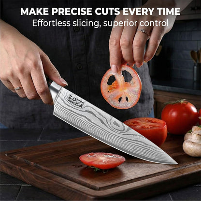 Kitchen Knife Set Professional Chef Knives, 8-Piece Stainless Steel Knife Set with Santoku, Nakiri, Bread, Paring, Boning Knives & Pakkawood Handle5