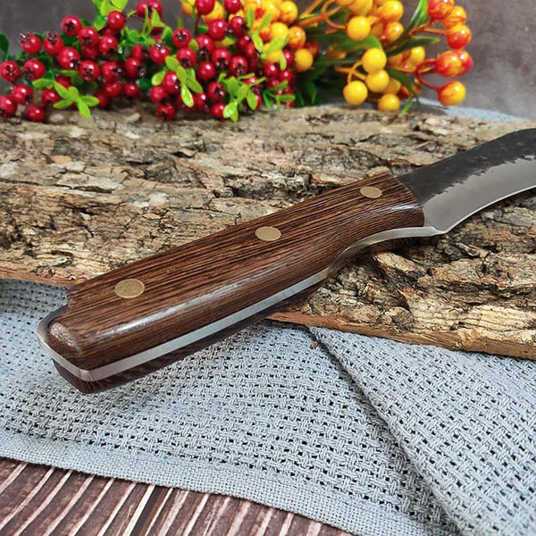 Meat Cleaver, Portable Hammer-Patterned Sickle-Forged Durian Knife Outdoor Slaughtering Utility Knives with Sheath5