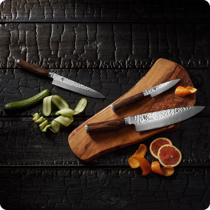 Shun Premier 3 Piece Starter Set | Includes 8" Chef, 4" Paring & 6.5" Utility Knives, VG-MAX Core, Damascus Stainless Steel Cladding, Pakkawood Handle8