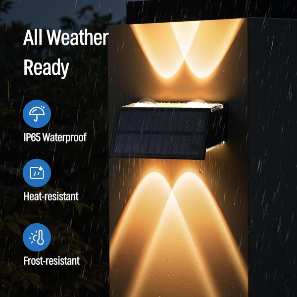 Solar Fence Lights,12 Pack Deck Light,Led Outdoor Lights 3000K/4500K/6000K+ RGB up & down Wall Lights Waterproof,Solar Powered Light for Backyard/Pool/Railing/Patio/Porch/Step Black5