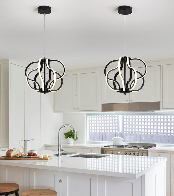 Modern Black LED Chandelier Ceiling Light Fixture, 8 Lights Hanging Pendant Lights for Dining Room Foyer Entryway Kitchen Living Room.4