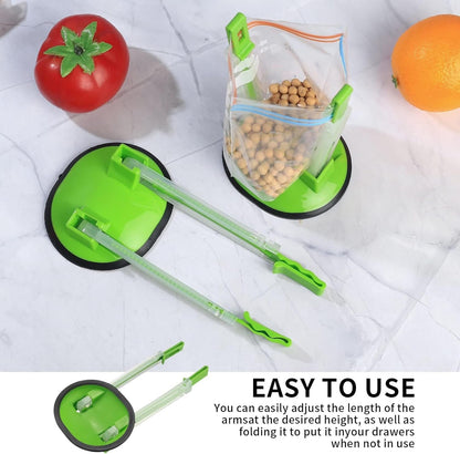 2 Pcs Freezer Bag Holder Stand, Food Storage Holders, Adjustable Plastic Food Prep Bag, Zip Lock Bag Holder Stand for Food Meal Prep Bag, Kitchen Gadget Baggy Rack4