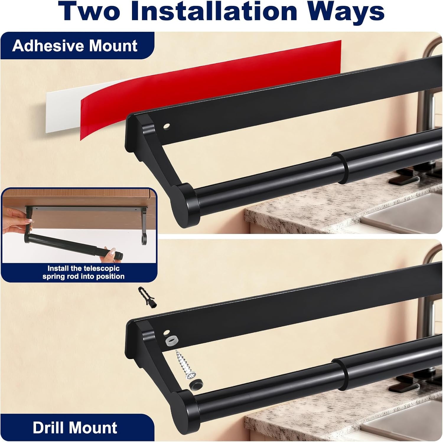 black-paper-towel-holder-under-cabinet-adhesive-paper-towel-holder-wall-mount-toilet-roll-holders-rack-for-kitchen-bathroom-garage-counter-anti-drop-upgraded-telescopic-rod-design-roll