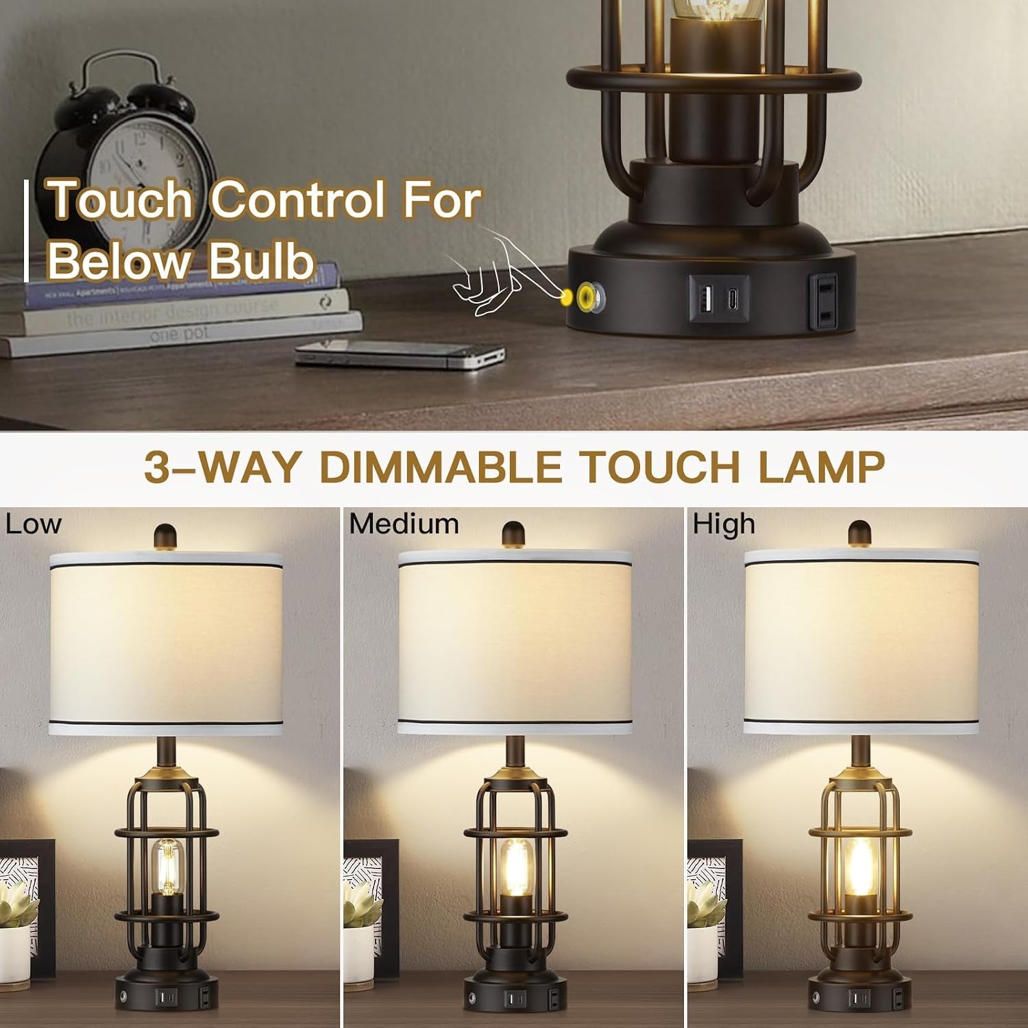 26-modern-lamp-for-living-room-industrial-3-way-dimmable-beside-table-lamp-with-usb-a-c-charging-ports-ac-outlet-touch-control-beside-lamp-led-night-light-for-bedroom-single2-bulbs-included
