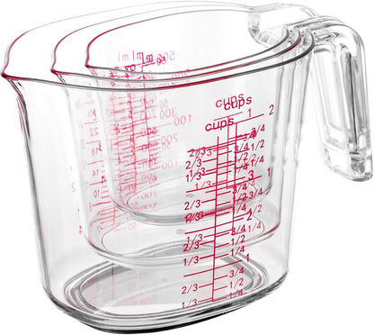 3-Piece Clear Nesting Liquid Measuring Cups with Spouts, 1, 2 and 4 Cup1