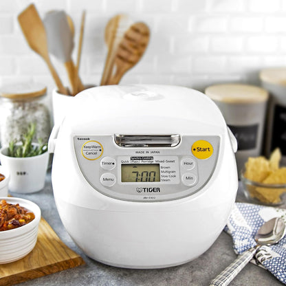 JBV-S10U 5.5-Cup (Uncooked) Micom Rice Cooker and Warmer with Tacook Food Steamer Cooking Tray Technology, White1