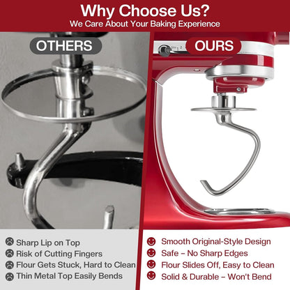 Stainless Steel Dough Hook for Kitchenaid 4.5-5 Qt Tilt-Head Mixers,Dishwasher Safe,Heavy-Duty Replacement K45DH for Kitchen Aid Dough Hook Attachment3