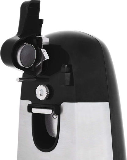 3-In-1 Electric Can Opener, Bottle Opener and Knife Sharpener with Stainless Steel Blade, Magnetic Lid Holder, Safe, Easy to Use, Powerful, Sleek Design, 50W, Black3
