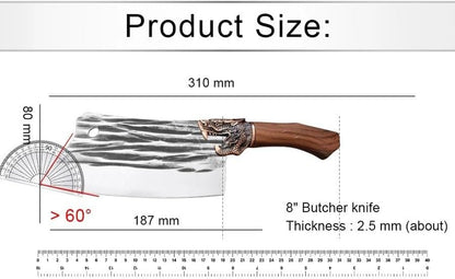 Meat Cleaver, 8 Inch Chinese Chef Knife Handmade Forged Stainless Steel Meat Fish Chopping Cleaver Vegetables Slicing Kitchen Knife2