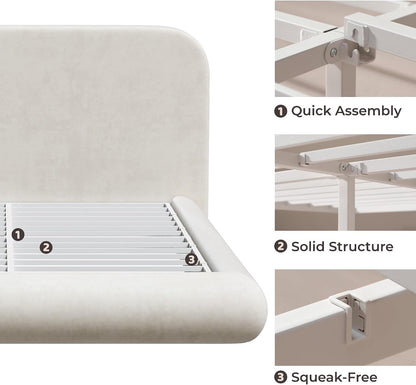 Airframe Bread Queen Curved Cloud Platform Bed Frame8
