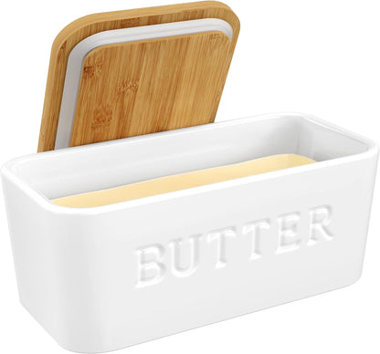Prioritychef Extra Large Butter Dish with Lid for Countertop, Ceramic Butter Container with Airtight Cover, Butter Keeper for Counter or Fridge, Butter Holder Storage, White7
