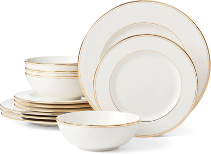 Federal Gold Bone China 12-Piece Dinnerware Set for 41