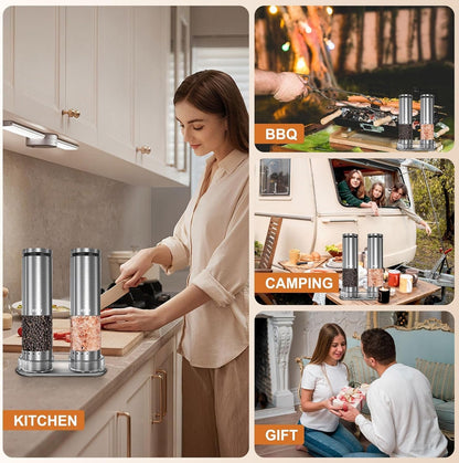 Electric Salt and Pepper Grinder Set Rechargeable, Automatic Salt and Pepper Shakers Mills External Adjustable Coarseness, Kitchen Gadgets, Stocking Stuffers Christmas Cooking Gifts for Men Women8