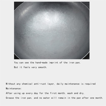 Cast Iron Wok with 2 Handled,Woks and Stir Fry Pans - Chinese Hammered Wok round Bottom Pow Wok - Traditional Chinese Japanese Woks (Size : 38Cm/14.9In)6